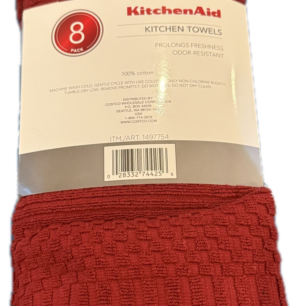 KitchenAid Deep Red Kitchen Towels - 8 Pack
